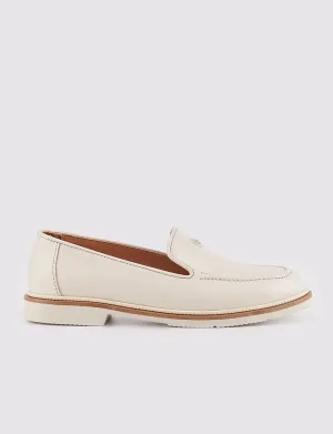 Women Beige Genuine Leather Loafers