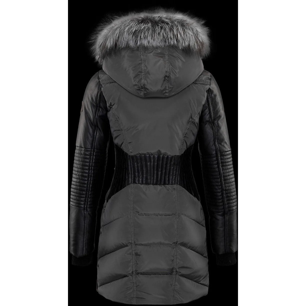 Women's Nicole Benisti Waist Cinching Quilted Puffer - Grey/Silver