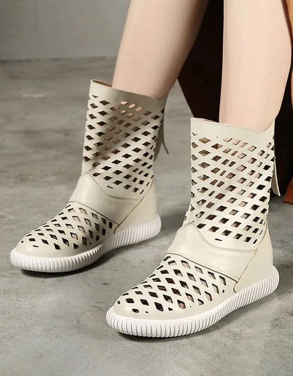 Women's Retro Leather Breathable Sandals Boots