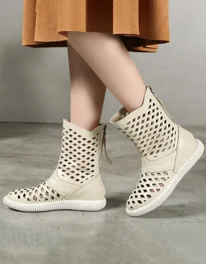 Women's Retro Leather Breathable Sandals Boots