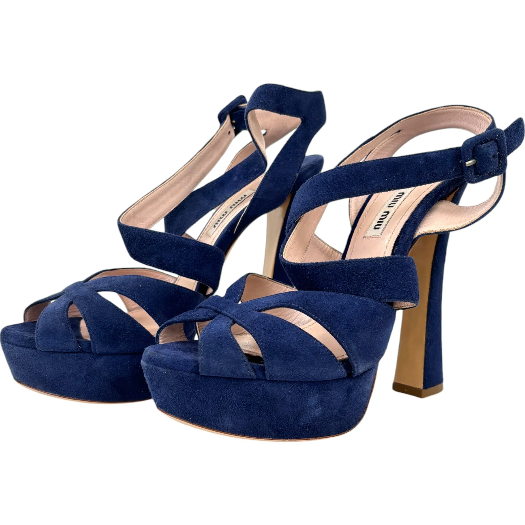 Women's Suede Heels Blue Size EU 37.5 / UK 4.5